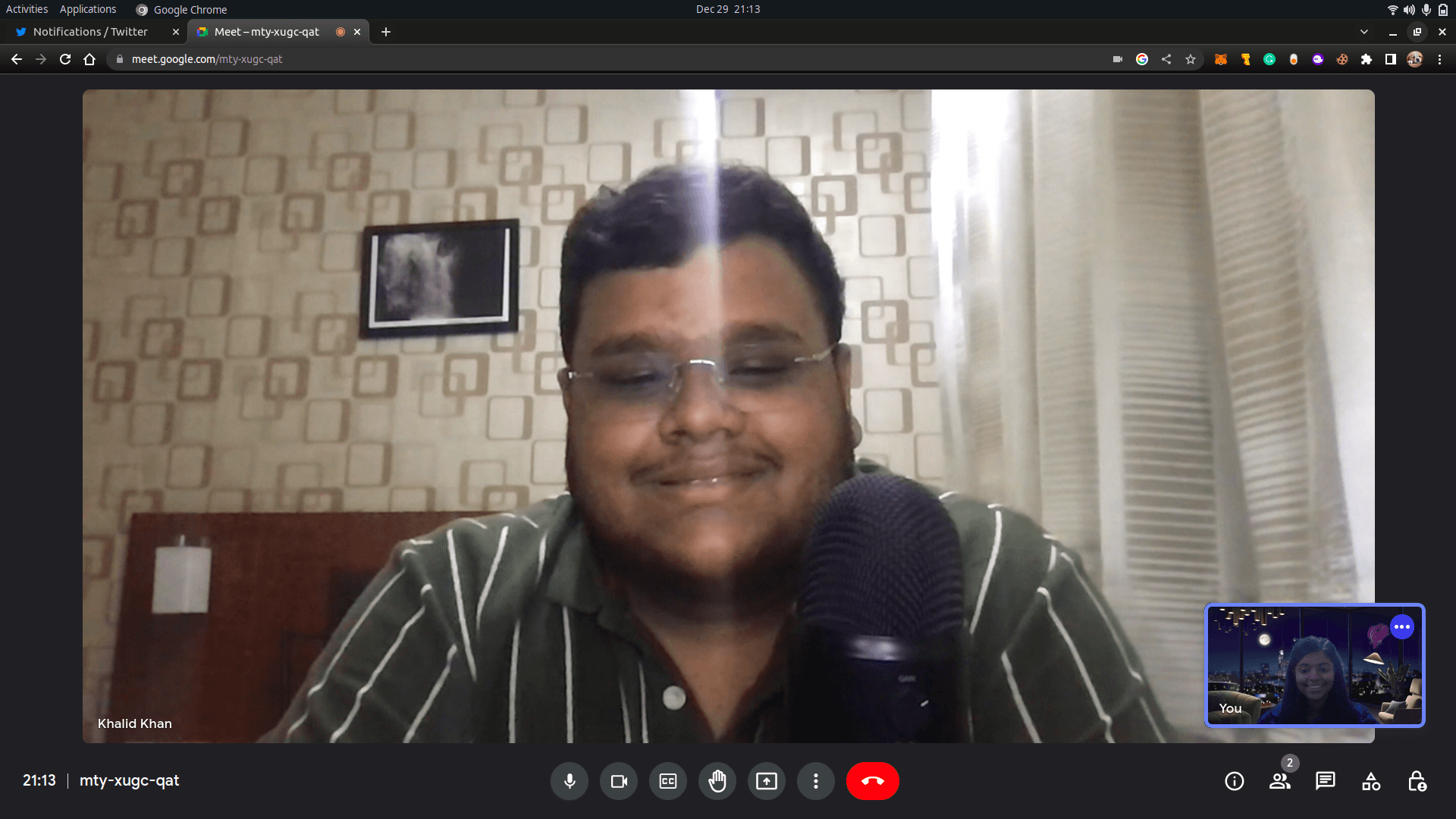 Bhawna speaking with Khalid Khan during a remote mentorship call