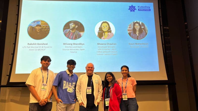 Bhawna and fellow speakers after their session at KubeDay Singapore
